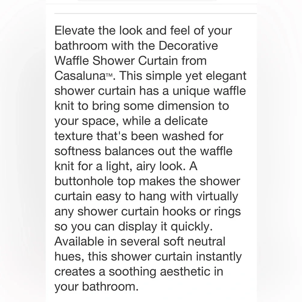CASALUNA NWT waffle shower curtain -white